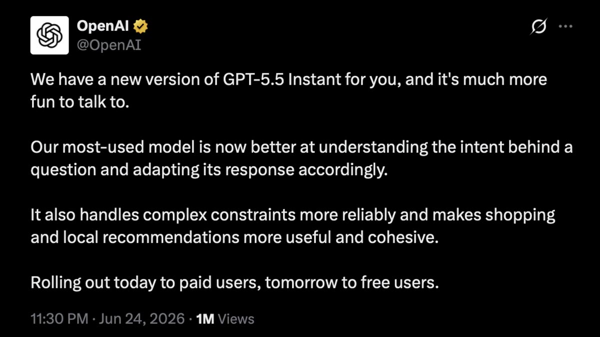 openai gpt 5.5 instant update