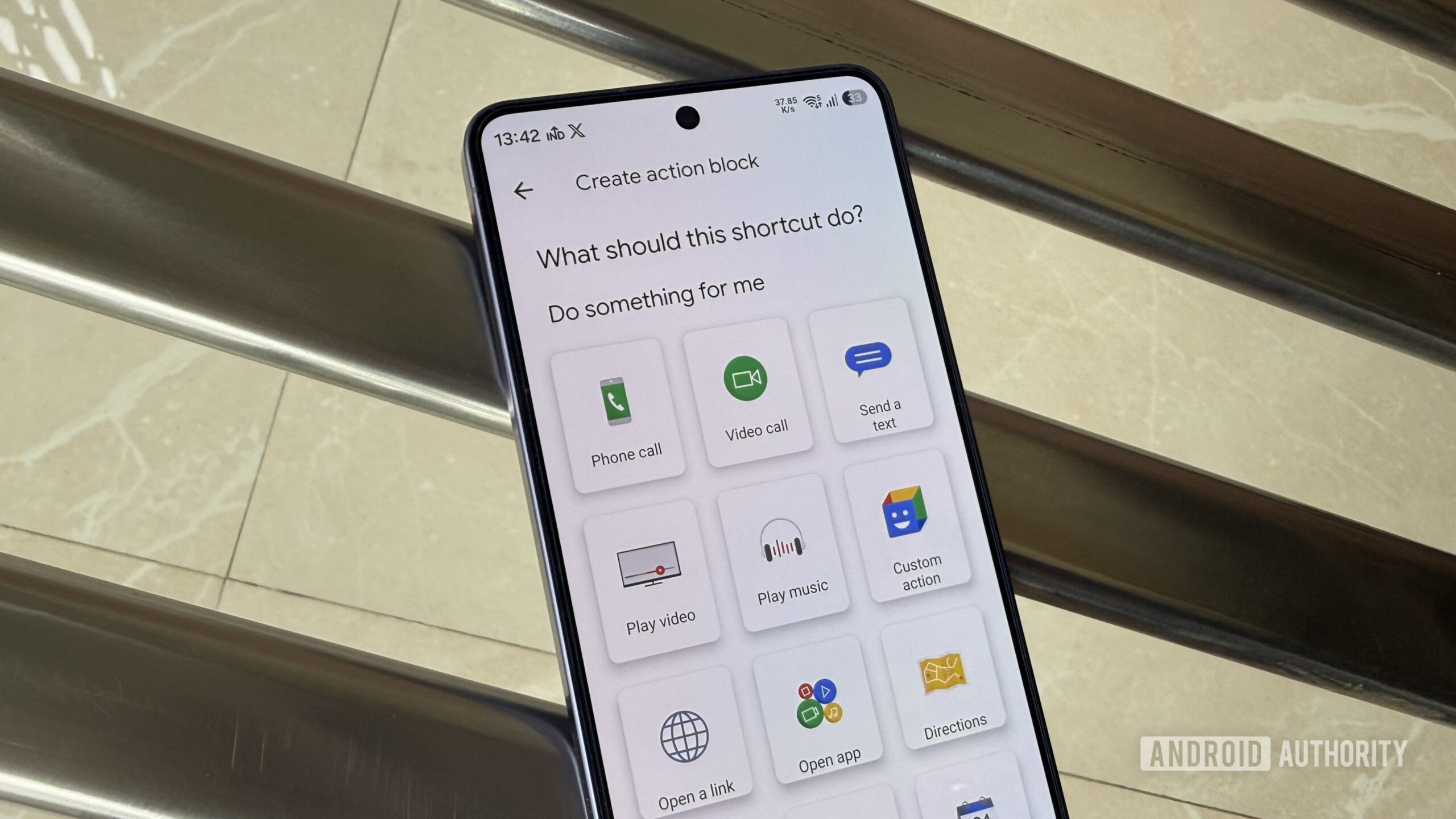 Android phone showing Action Blocks app