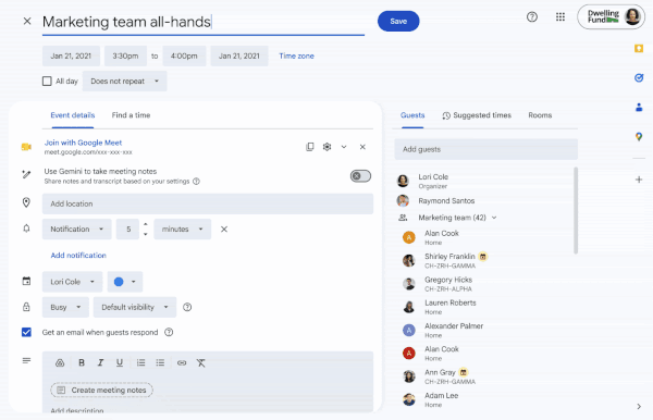 Google Calendar new setting