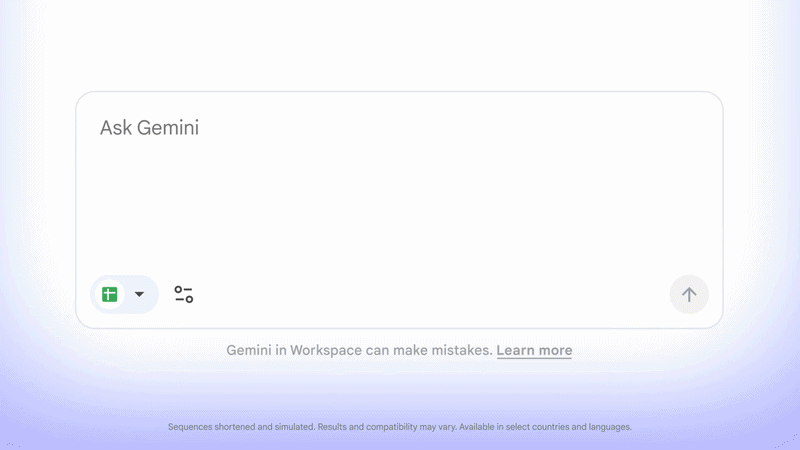 A GIF showcasing Google Sheets Canvas in action.