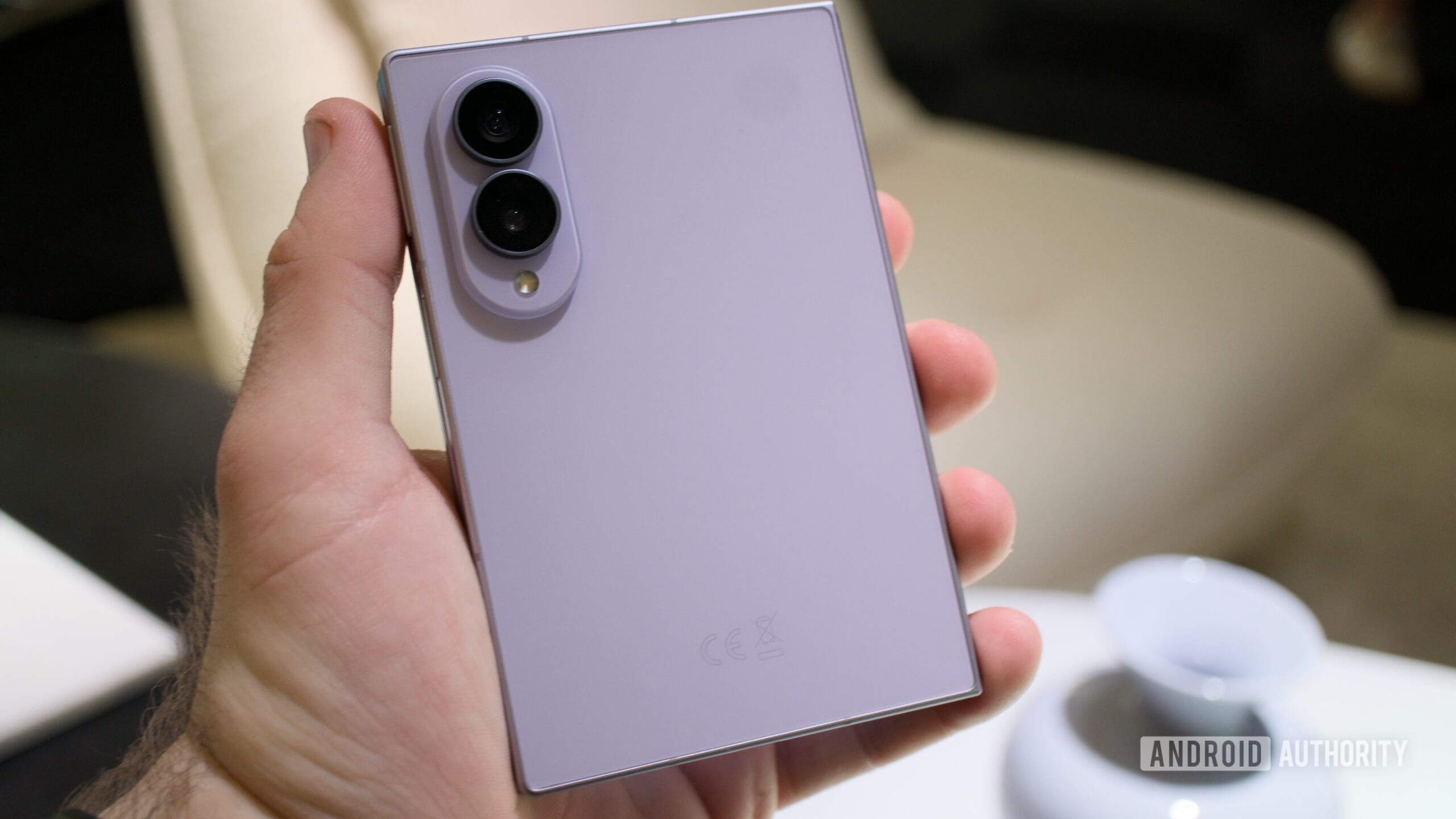 galaxy z fold 8 purple in hand