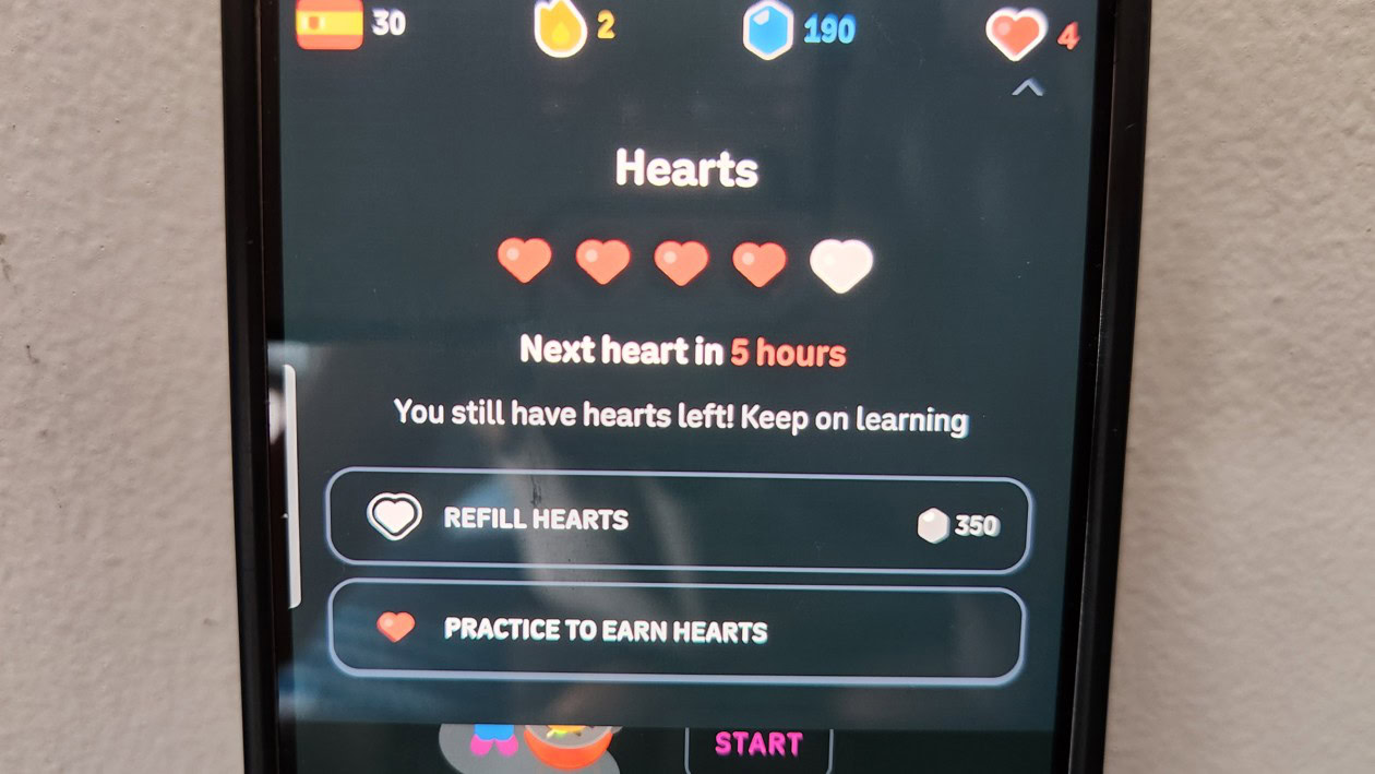 Duolingo Web App Heart System