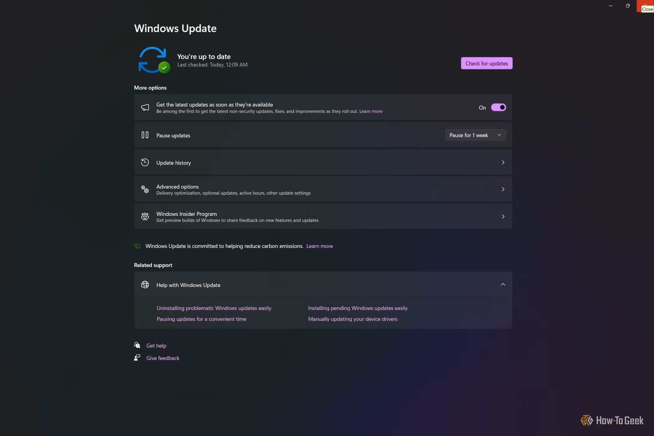 Windows update screen