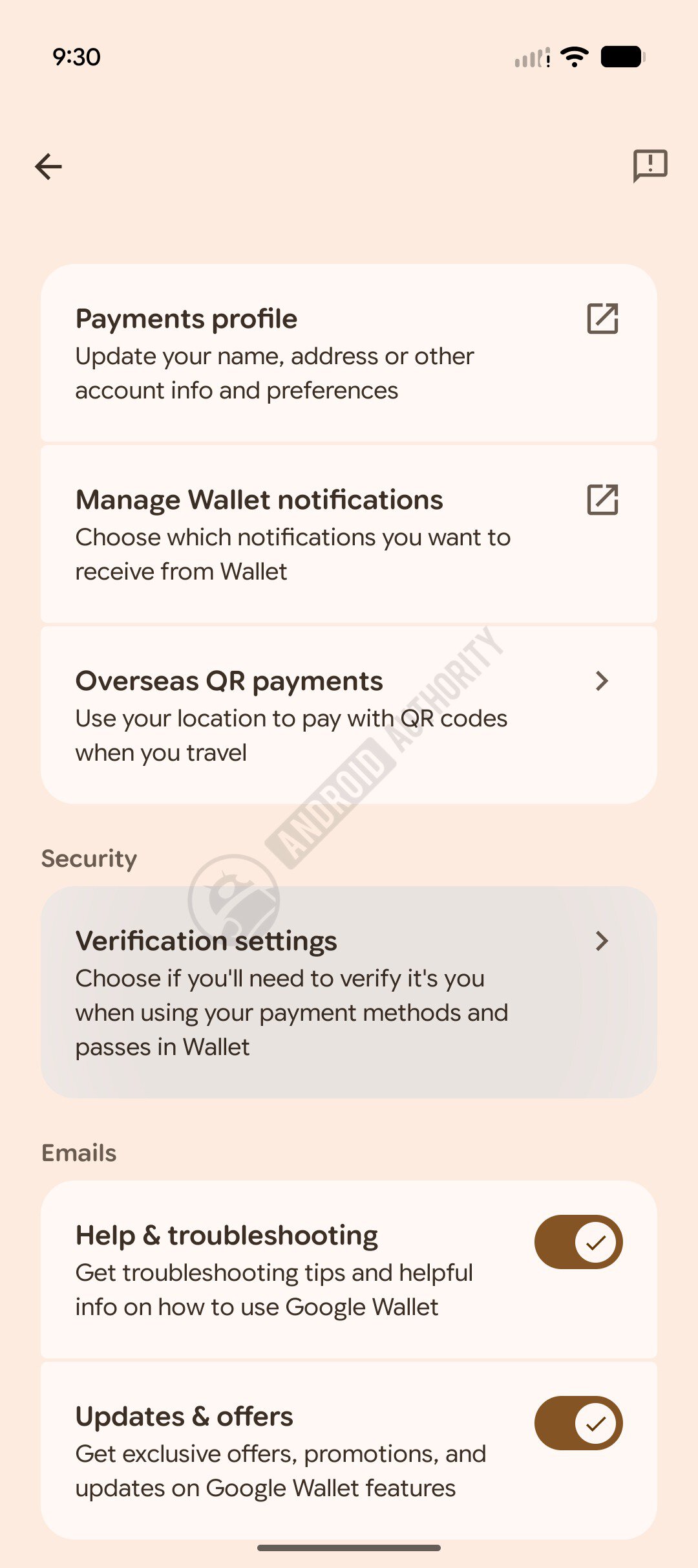 google wallet verification settings 1