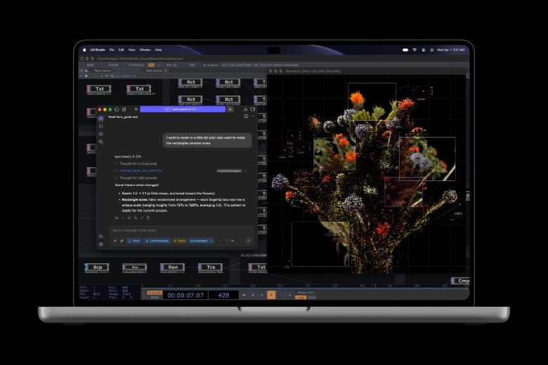 New Apple MacBook Pro shown running LM studio to aid visual artists